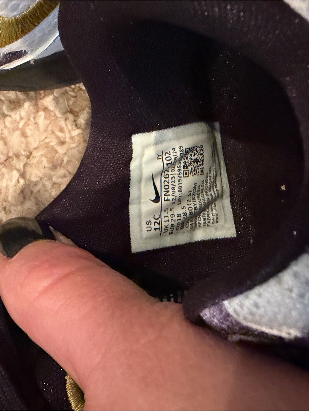 Nike Kids' Sneakers in Black, White and Purple Leopard Print - Picture 5 of 6